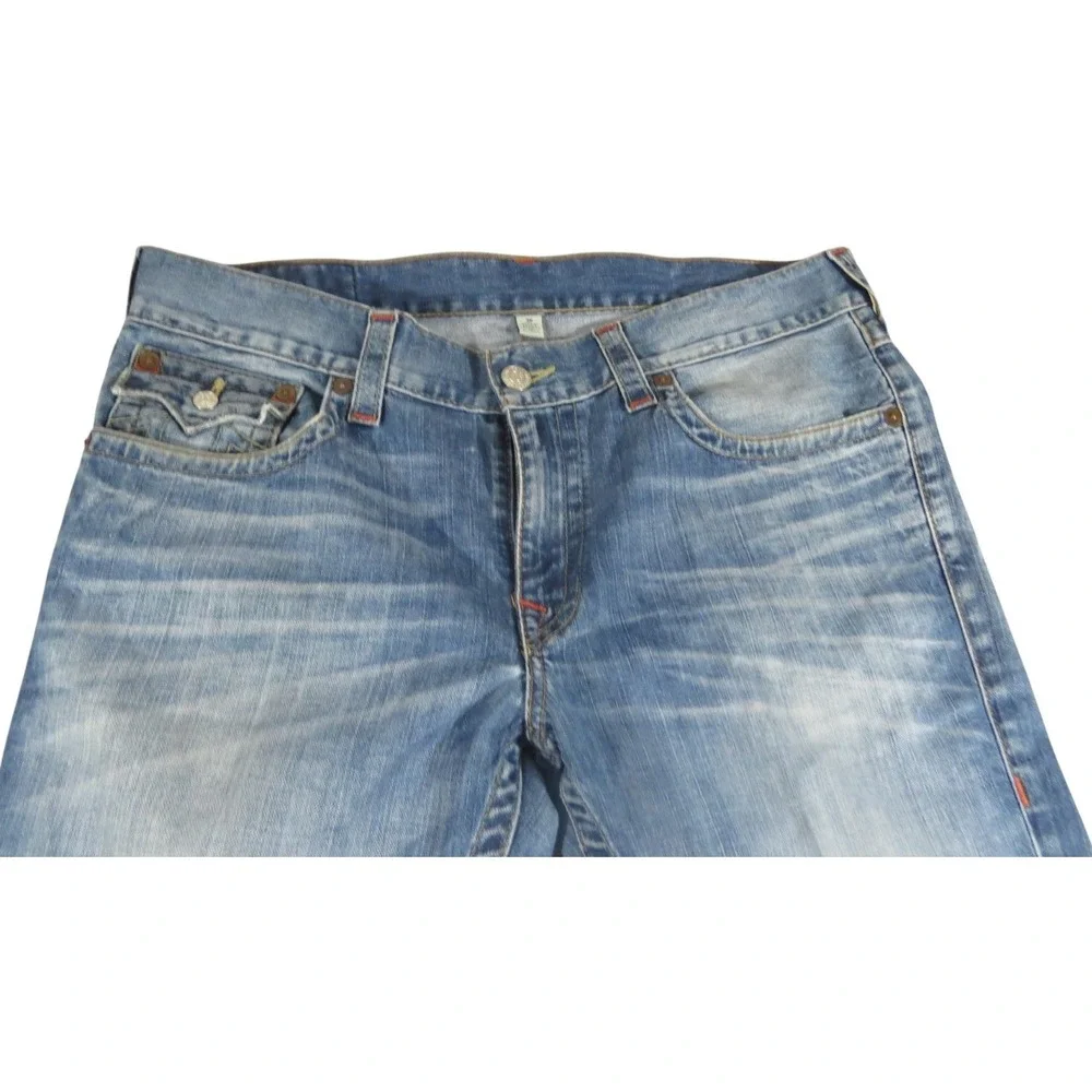 True Religion VTG 00s Jeans Men Size 36 Straight Leg Blue Denim Flap Pocket Mex